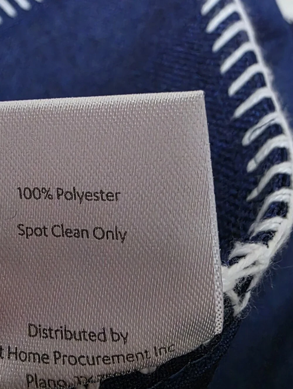 Navy Blue Table Runner White Whipstitch Coastal Farmhouse Nautical Beach 16x90